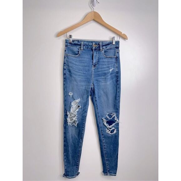American Eagle Outfitters Pants - American Eagle Jeans Womens Distressed‎ Blue Pants Stretch Size 4